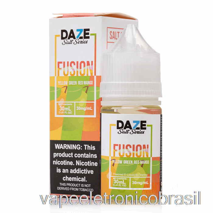 Vape Eletrônico Amarelo Verde Vermelho Manga - 7 Daze Fusion Salt - 30ml 50mg